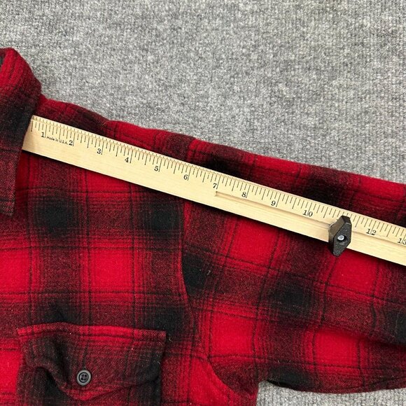 Pendleton Flannel Shirt Men's Large Red Black Plaid Wool Long Sleeve Button-Up - Picture 12 of 13